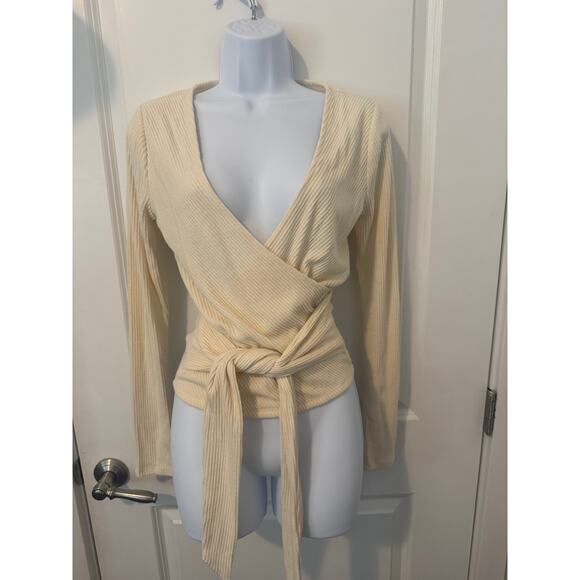 NWT Express Faux Wrap Long Sleeve Shirt-S - Picture 2 of 4